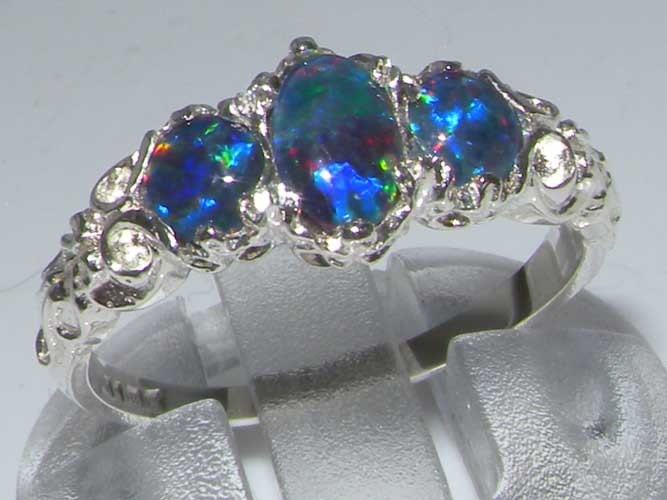 English 925 Sterling Silver Natural Blue Opal Triplet - Etsy