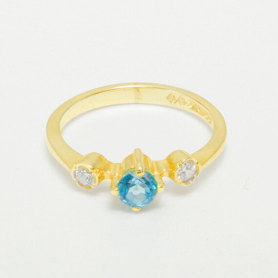 9ct Yellow Gold Natural Blue Topaz Womens Eternity Ring Sizes J to Z 