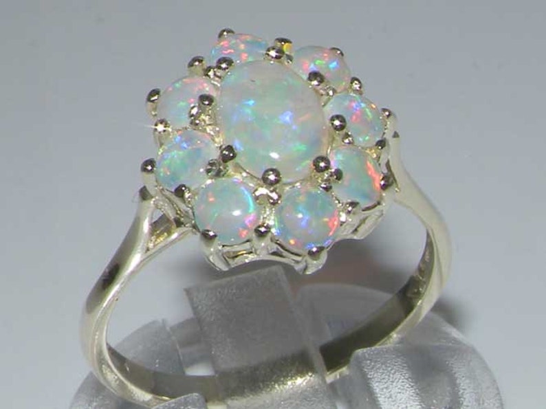 1.3ct Natural Opal 18K Solid English White Gold Cluster Flower Etsy