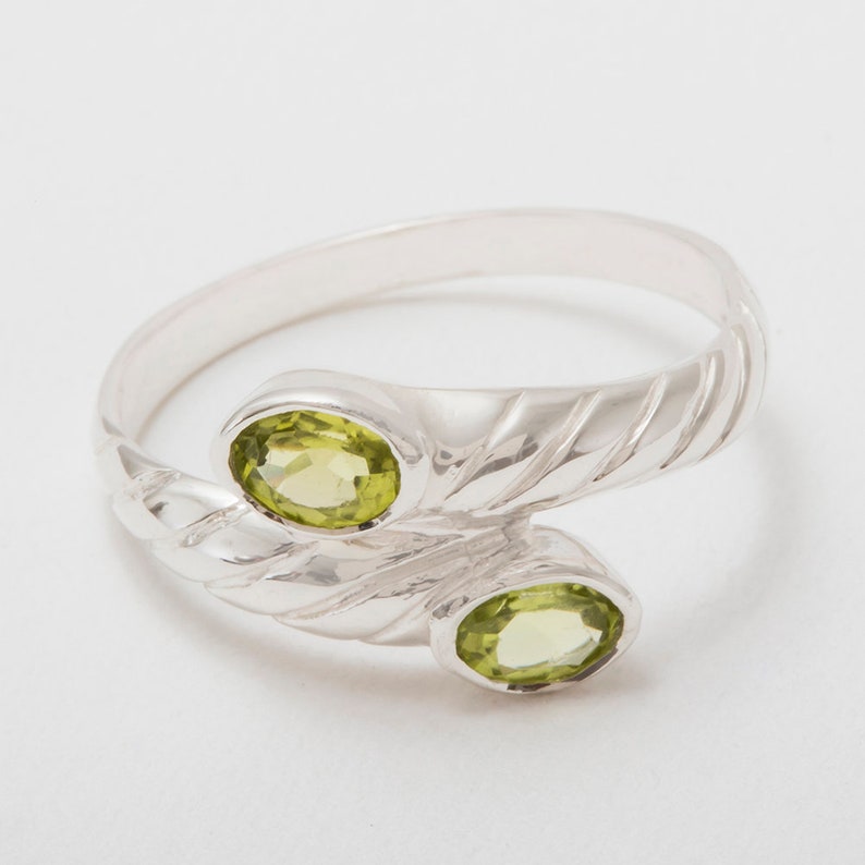 Yellow High Quality 9k White Gold Natural Peridot womens Band Ring Rose or White Gold or Platinum Customizable 9K,10K,14K,18K