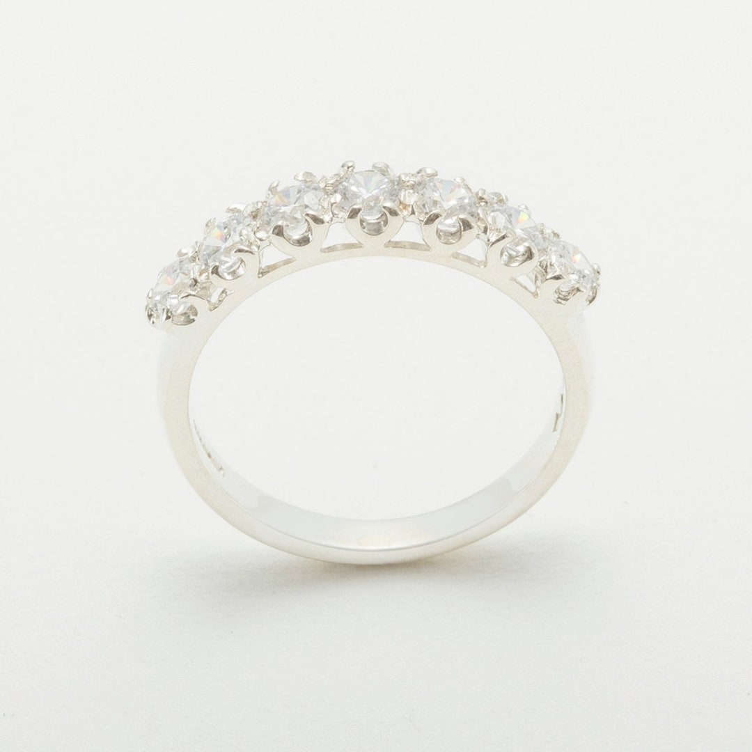 9k White Gold Cubic Zirconia Womens Eternity Ring - Customizable 9K,10K ...