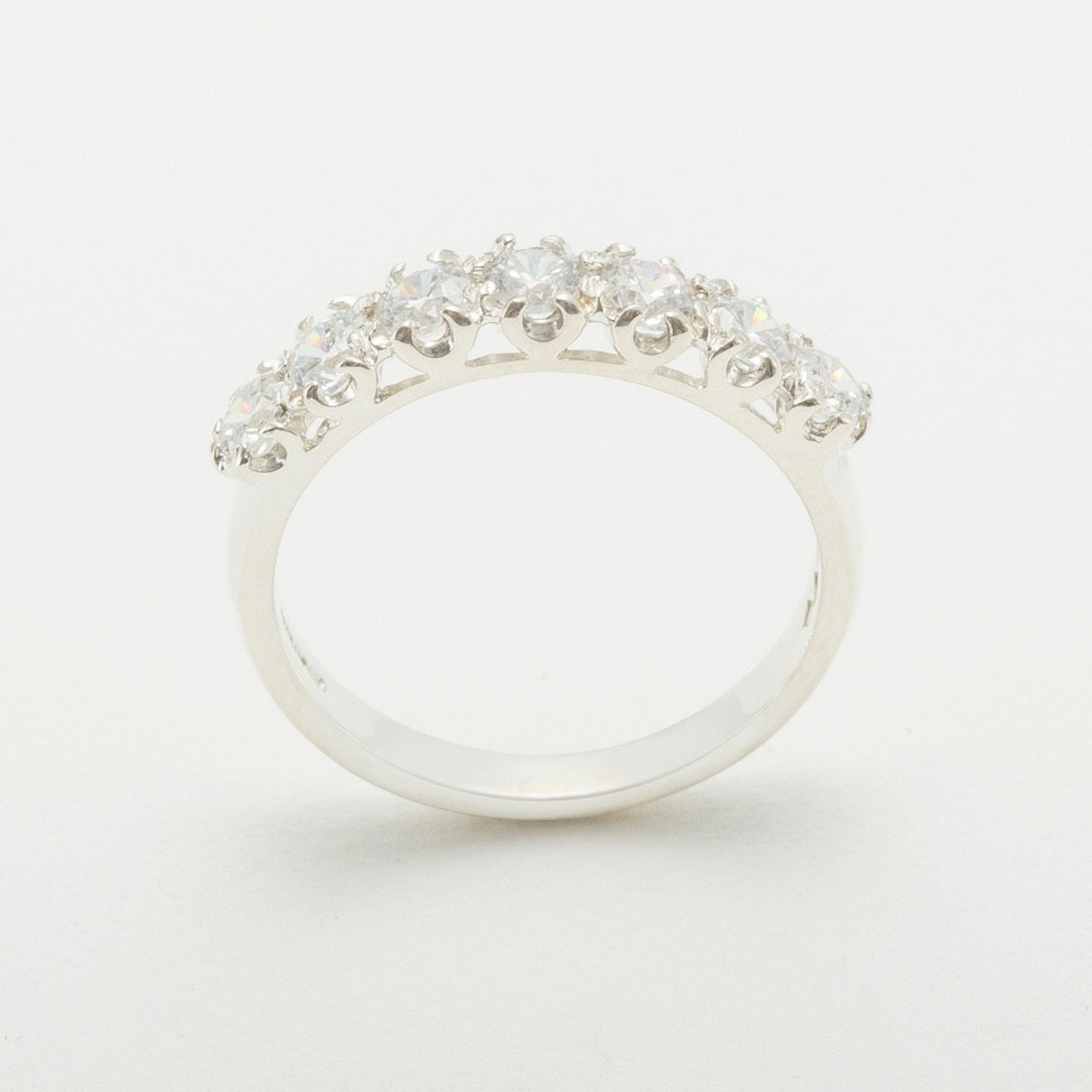 9k White Gold Cubic Zirconia Womens Eternity Ring Etsy