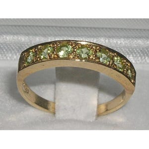 English 14K Yellow Gold Natural Green Peridot Half Eternity Ring,  Ring, Anniversary Ring - August birthstone -Customize:9K,14K,18K