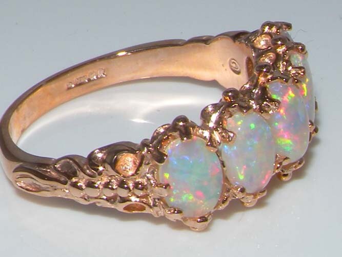 English 14K Rose Gold Natural Colorful Opal Victorian Half | Etsy