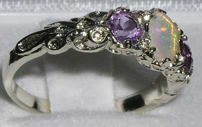 English 925 Sterling Silver Colorful Opal & Amethyst - Etsy
