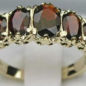 Sample Sale! 9K Solid Yellow Gold Garnet Ring | Victorian Inspired Garnet Ring | Gold Garnet Ring | Finger Sizes US 4.75 and 7, UK J and N