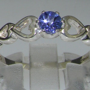 Dainty Open Heart 925 Sterling Silver Natural Tanzanite Womens  Solitaire Ring - Customizable 9K,10K,14K,18K Yellow, Rose or White Gold