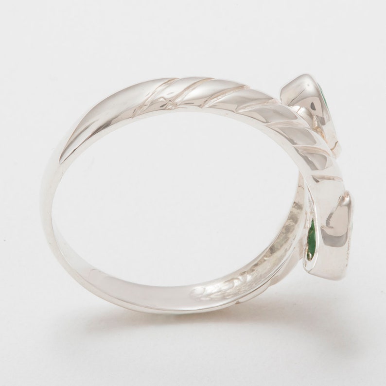 Solid 925 Sterling Silver Natural Emerald womens Band Ring Rose or White Gold or Platinum Customizable 9K,10K,14K,18K Yellow