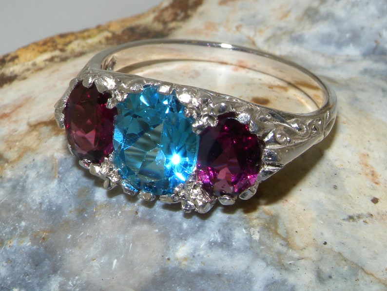 Beautiful Sterling Silver or White Gold Large Trilogy Ring Etsy UK