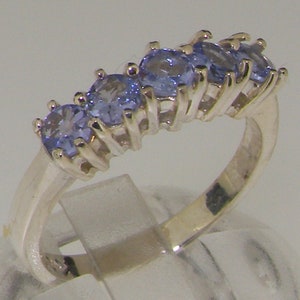 Solid 10k White Gold Natural Tanzanite womens Eternity Ring - Customizable 9K,10K,14K,18K, Yellow, Rose or White Gold or Platinum