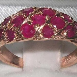 9K Rosegold Natürlich Natürlich Rubin Cluster gewellt Eternity Band, Rubin Wellenband - Made in England - Individuell einstellbar
