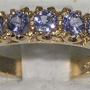 9K Yellow Gold| 14K Yellow Gold Tanzanite Half Eternity Ring| Anniversary Ring -Made in England- Customize Platinum, 9K, 10K, 14K, 18K Gold