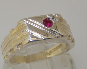 Sterling Silver Ruby Ring | Mens Ruby Ring | Silver Mens Ring | Ruby Silver Ring