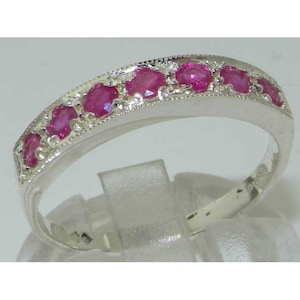 Sterling Silver Natural Ruby Half Eternity Ring | Eternity Band Ring | Ruby Eternity Ring | Natural Gemstones