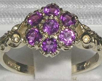 925 Sterling Silver Amethyst Daisy Ring | Silver Flower Ring | Victorian inspired Daisy ring