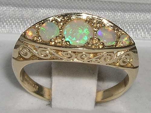 English 9K 9ct Yellow Gold Colorful Opal Victorian Style | Etsy