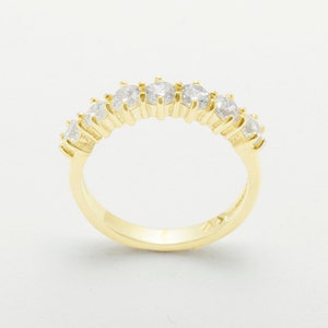 18k Yellow Gold Cubic Zirconia womens Eternity Ring - Customizable 9K,10K,14K,18K, Yellow, Rose or White Gold or Platinum
