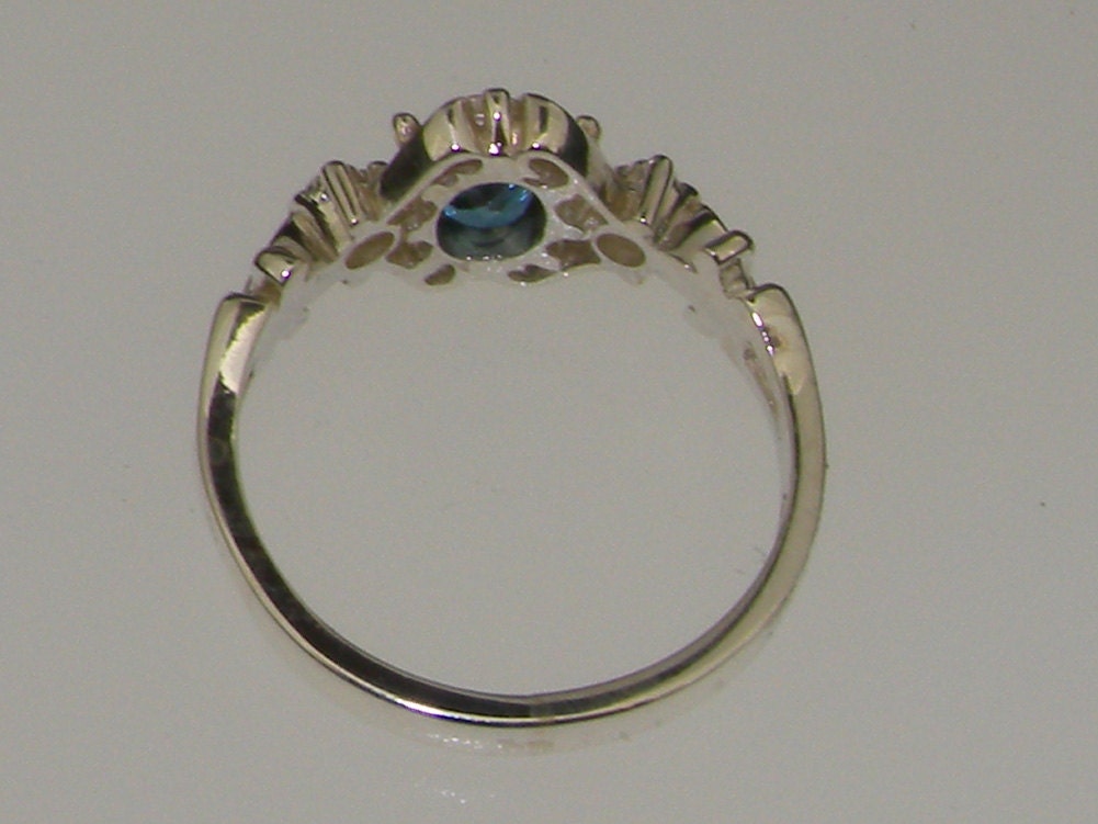 925 Sterling Silver Natural London Blue Topaz & Pearl Womens Trilogy ...
