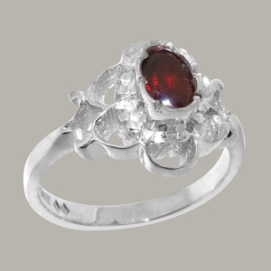 925 Sterling Silver Natural Garnet Solitaire Ring - Customizable 9K,10K,14K,18K, Yellow, Rose or White Gold or Platinum
