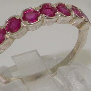 Zierliche solide 10K Weißgold lebendige natürliche Rubin Welle halber Eternity Ring - anpassbare Platin, 9 K, 10 K, 14 K, 18 K Gelb, Rose oder Weißgold