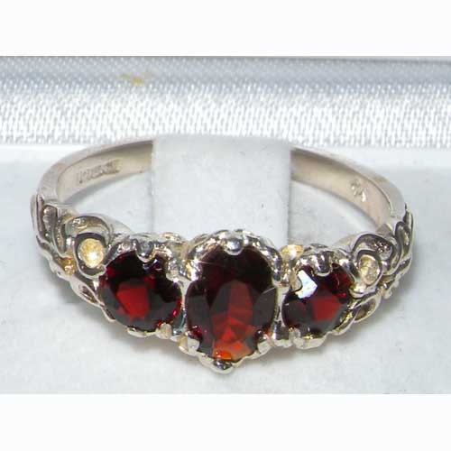 Natural Garnet & White Gold Plated Sterling Silver Cluster Ring - 3.11 Carat, Size 8.5 - View #5