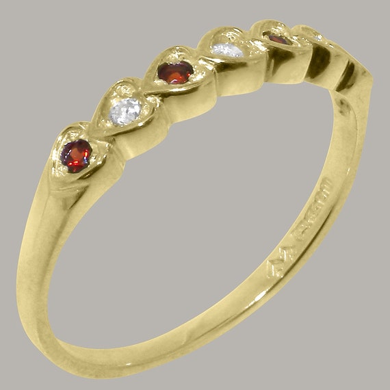 Yellow Gold Cubic Zirconia Garnet Eternity Ring Customizable 9K