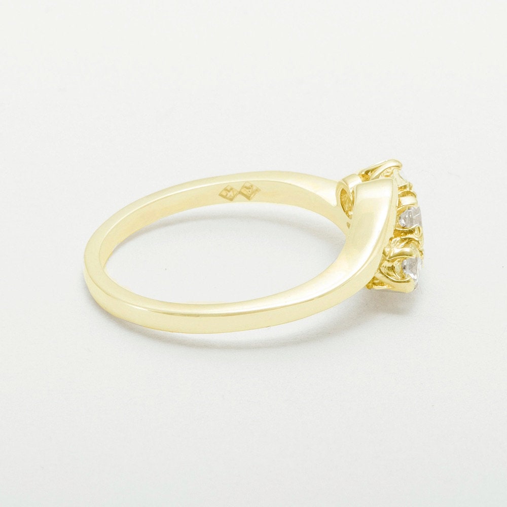 18k Yellow Gold Cubic Zirconia Womens Trilogy Ring - Customizable 9K ...