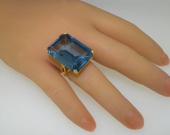 9K Gold Synthetic Spinel Solitaire Ring | Lab Created Spinel Statement Ring | Select from 9K White or Yellow Gold