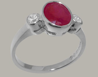 925 スターリング シルバー 天然ルビー & ダイヤモンド レディース