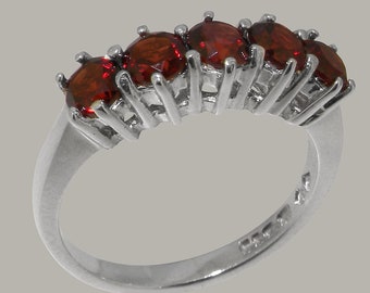 Massiver 925 Sterling Silber Natürlicher Granat Damen Eternity Ring - Individuell einstellbar 9K,10K,14K,18K, Gelb-, Rosé- oder Weißgold oder Platin
