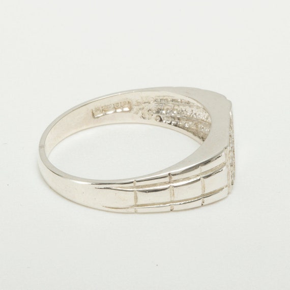 10k White Gold Cubic Zirconia Mens Band Ring - Customizable
