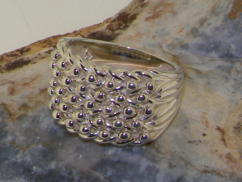 Five Row Sterling Silver Mens Keeper Ring Shot and Chain Etsy