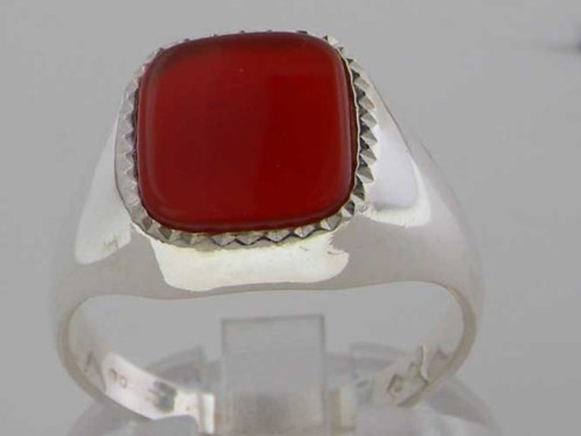 Contemporary Men's Silver Carnelian Ring Solid 925 - Etsy UK