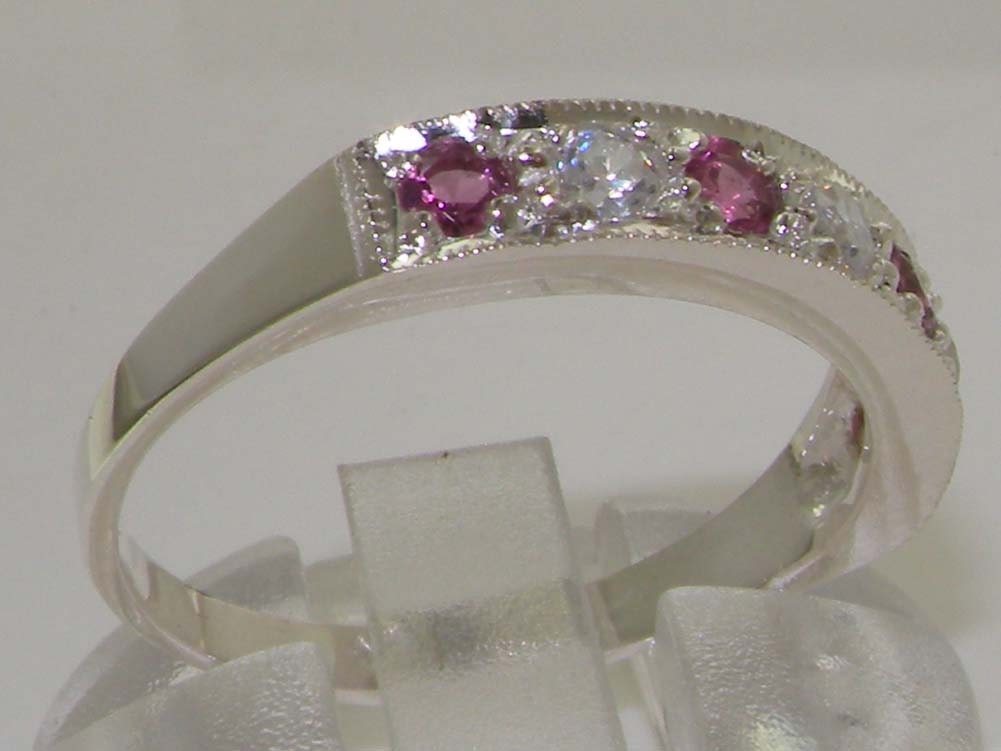 Natural 0.18ct Diamond & Pink Tourmaline 925 Sterling Silver | Etsy