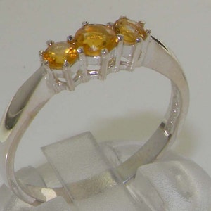 Solid 925 Sterling Silver Natural 3 Citrine Trilogy Ring, Modern Citrine  Ring, Anniversary Ring - Customizable