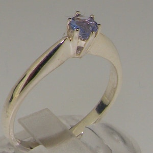 Solid 10k White Gold Natural Tanzanite womens Solitaire Ring - Customizable 9K,Solid 10k,14K,18K, Yellow, Rose or White Gold or Platinum