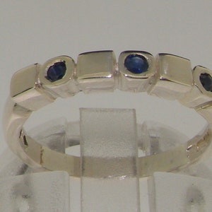 Natural Blue Sapphire Simple Modern Round & Square Ring, Solid 925 Sterling Silver Contemporary  Ring - Customizable