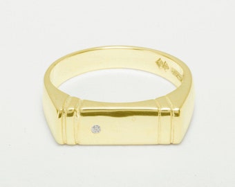 9k Yellow Gold Natural Diamond mens Band Ring - Customizable 9K,10K,14K,18K, Yellow, Rose or White Gold or Platinum