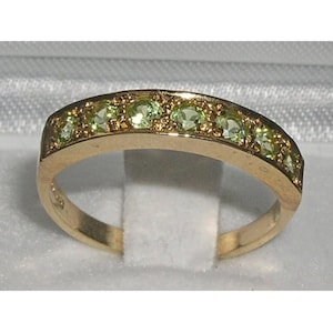 English 9K Yellow Gold Natural Green Peridot Half Eternity Ring,  Ring, Anniversary Ring - August birthstone -Customize:9K,14K,18K