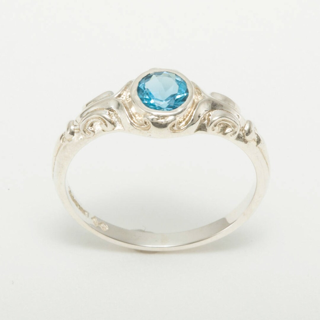 925 Sterling Silver Natural Blue Topaz Womens Solitaire Ring ...