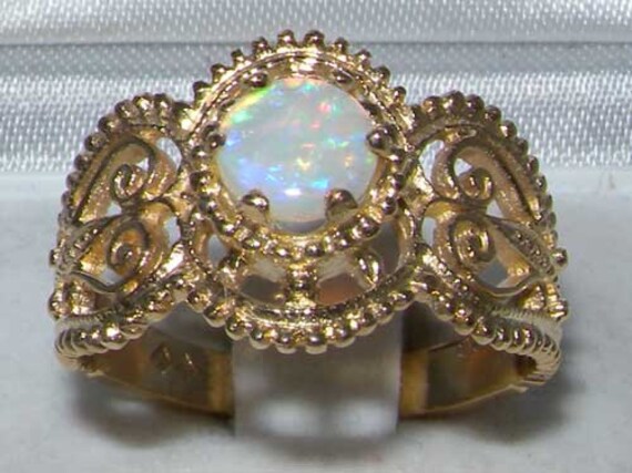 Ornate 9K Yellow Gold Natural Natural Opal Unique Solitaire | Etsy UK