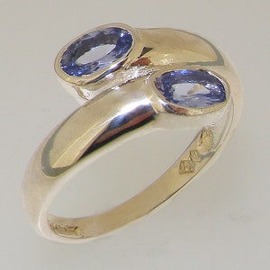 10k White Gold Natural Tanzanite womens Band Ring - Customizable 9K,10K,14K,18K, Yellow, Rose or White Gold or Platinum
