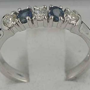 18K White Gold Womens Diamond & Sapphire Eternity Ring - Customizable Platinum,9K,14K,18K Yellow, Rose or White Gold