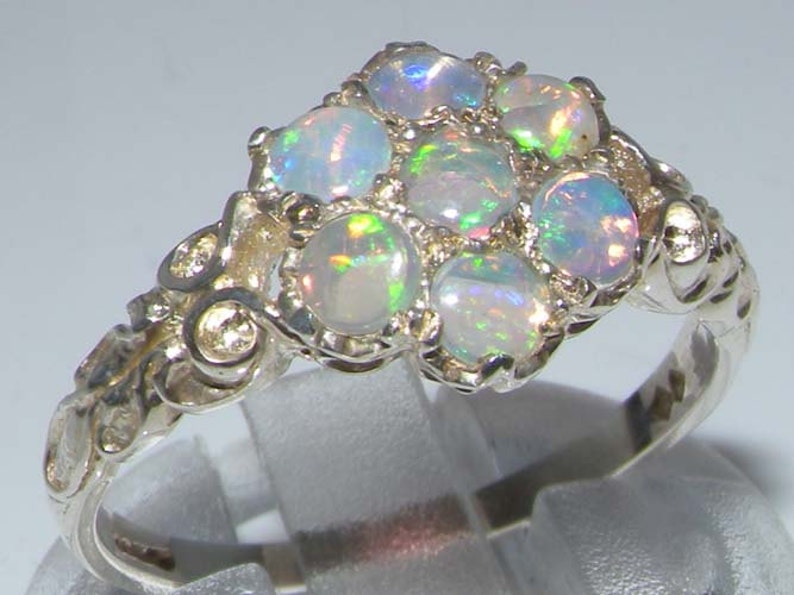 925 Sterling Silver Opal Daisy Ring Natural Australian Opal - Etsy