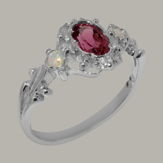 ＜るか＞ 14K ホワイト ゴールド 天然ピンク トルマリン & オパール