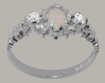 ホワイトゴールド 天然オパール & キュービックジルコニア レディース