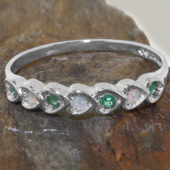 Emerald and opal eternity rings sale