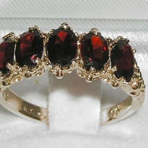 Yellow Gold Natural Garnet Womens Eternity Ring - Customizable 9K,10k Solid,14K,18K Yellow, Rose or White Gold