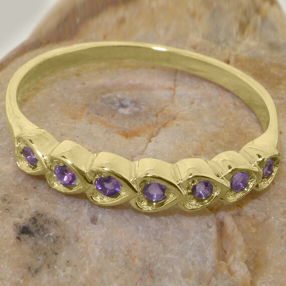 Yellow Gold Natural Amethyst Eternity Ring Customizable 9K 10K 14K 18K Yellow Rose or White Gold or Platinum Etsy