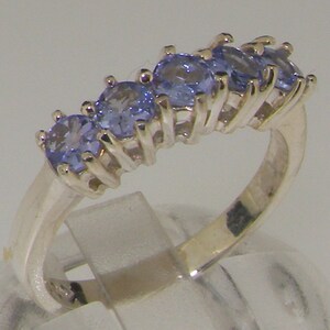 10k White Gold Natural Tanzanite Womens  Eternity Ring - Customizable Platinum,9K,10K,14K,18K Yellow, Rose or White Gold